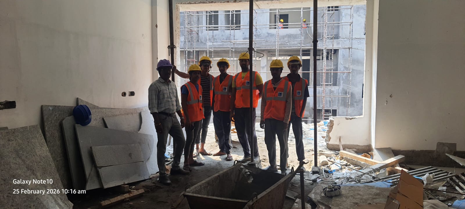 Reyansh Constructions site team at an interior finishing stage